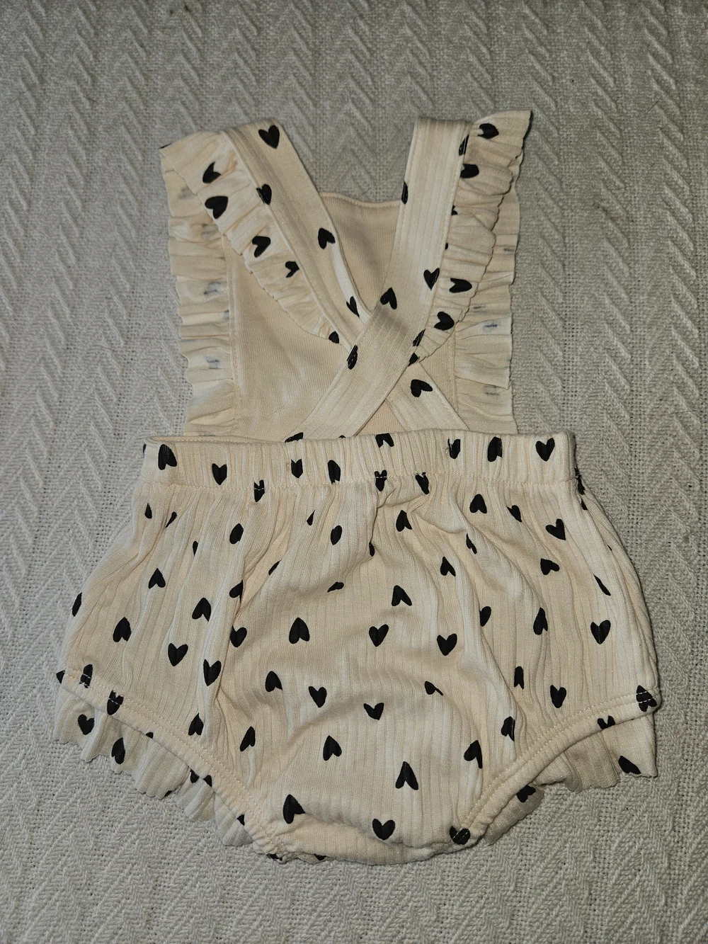 Cat & Jack Baby Cream Top with Black Heart Print